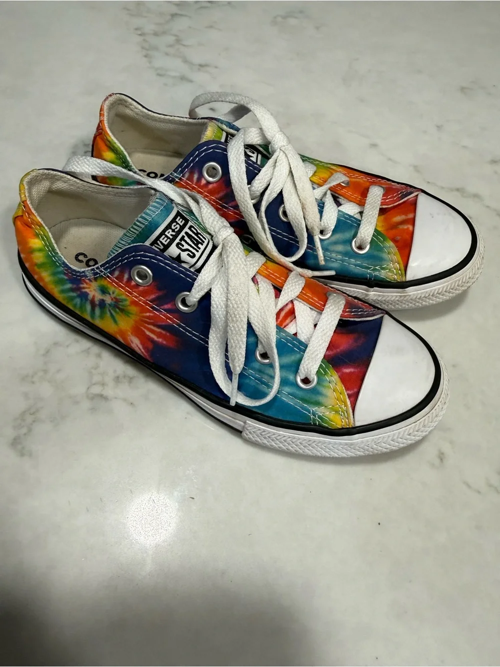 Converse Kids Rainbow Tie-Dye Low Top Sneakers with White Accents